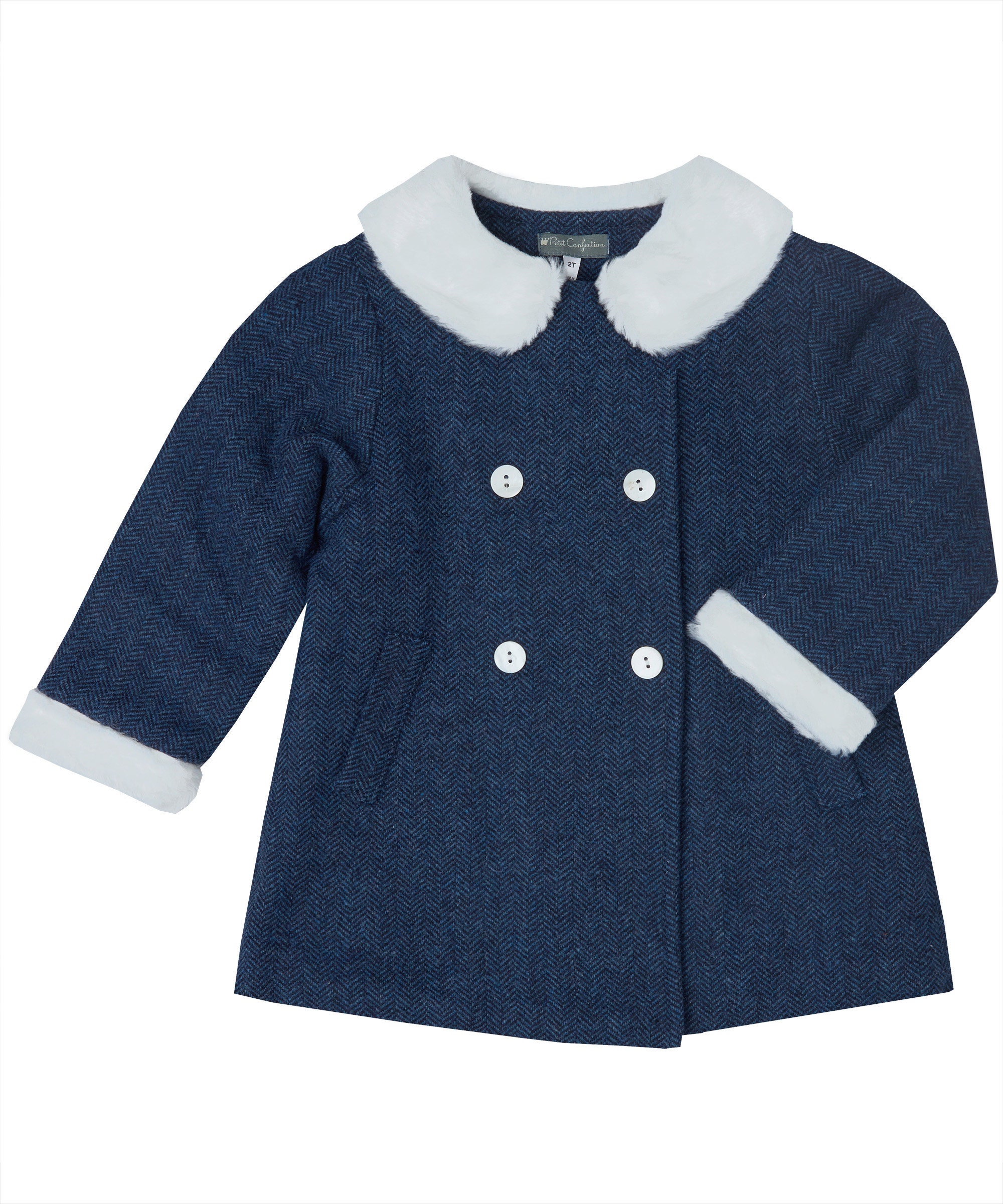 Navy Blue Wool Blend Pea Coat