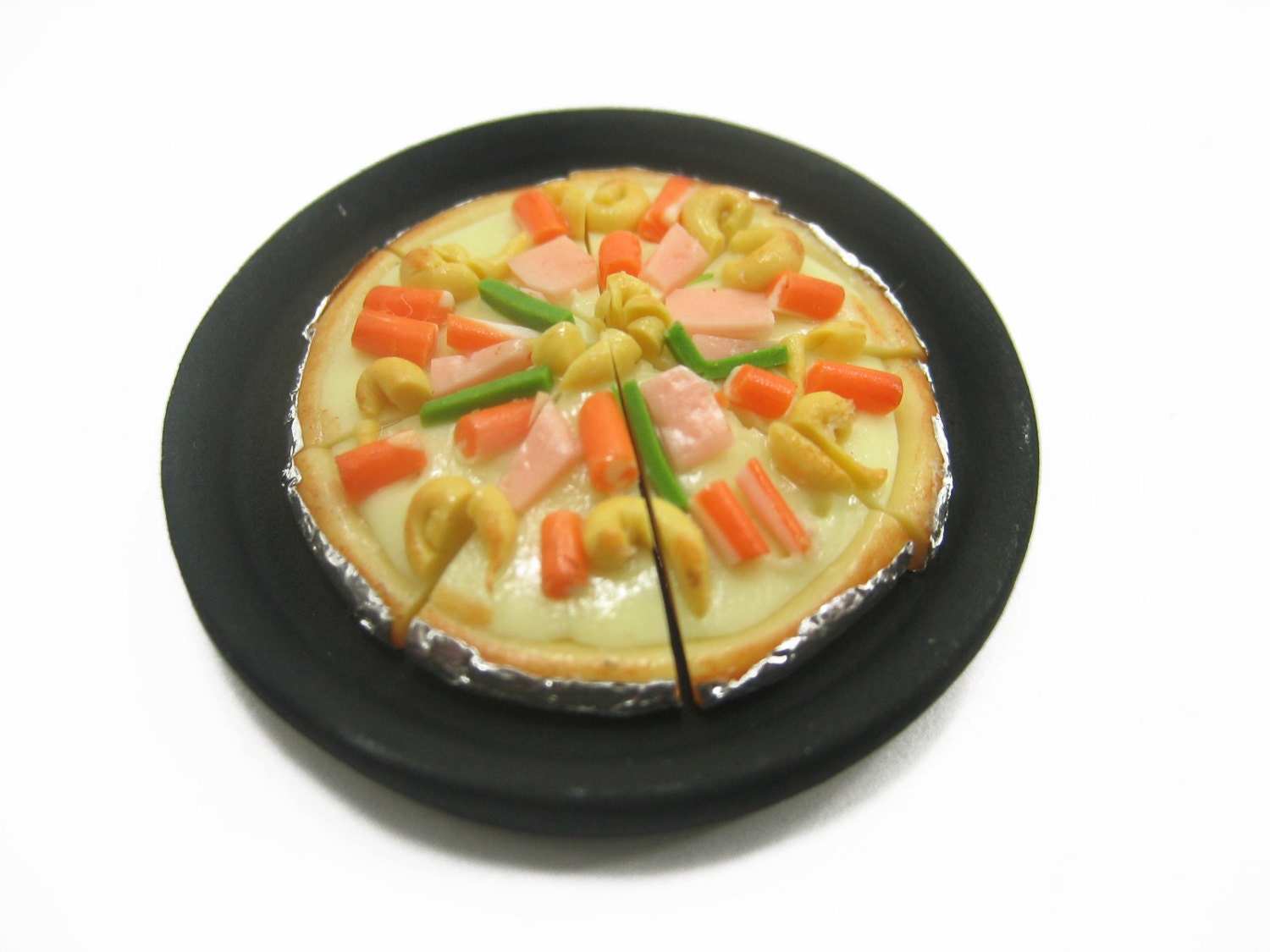 Dolls House Miniatures Food 8 Cuts Seafood Delight On Pizza Hot Pan Supply Charms Deco - 10978