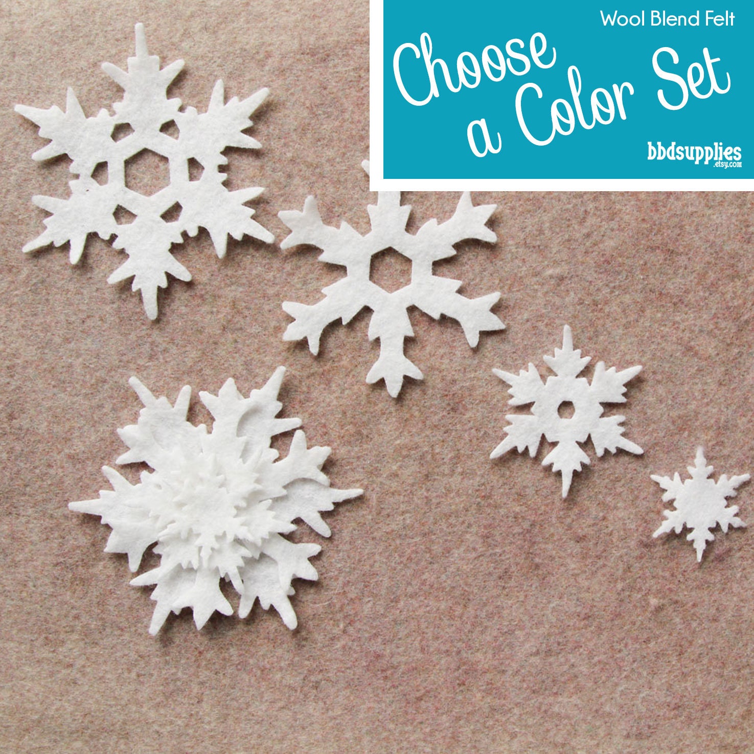 Wool Blend Felt Shapes | 12 Snowflakes Style 7 Pick A Color Set Diy 48 Unassembled