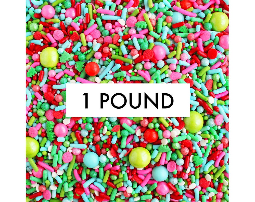 Jingle Jangle Sprinkle Blend - 1 Pound A Mix Of Red, Pink, Light Blue, & Green Sprinkles For Decorating Holiday Cakes Cookies Treats