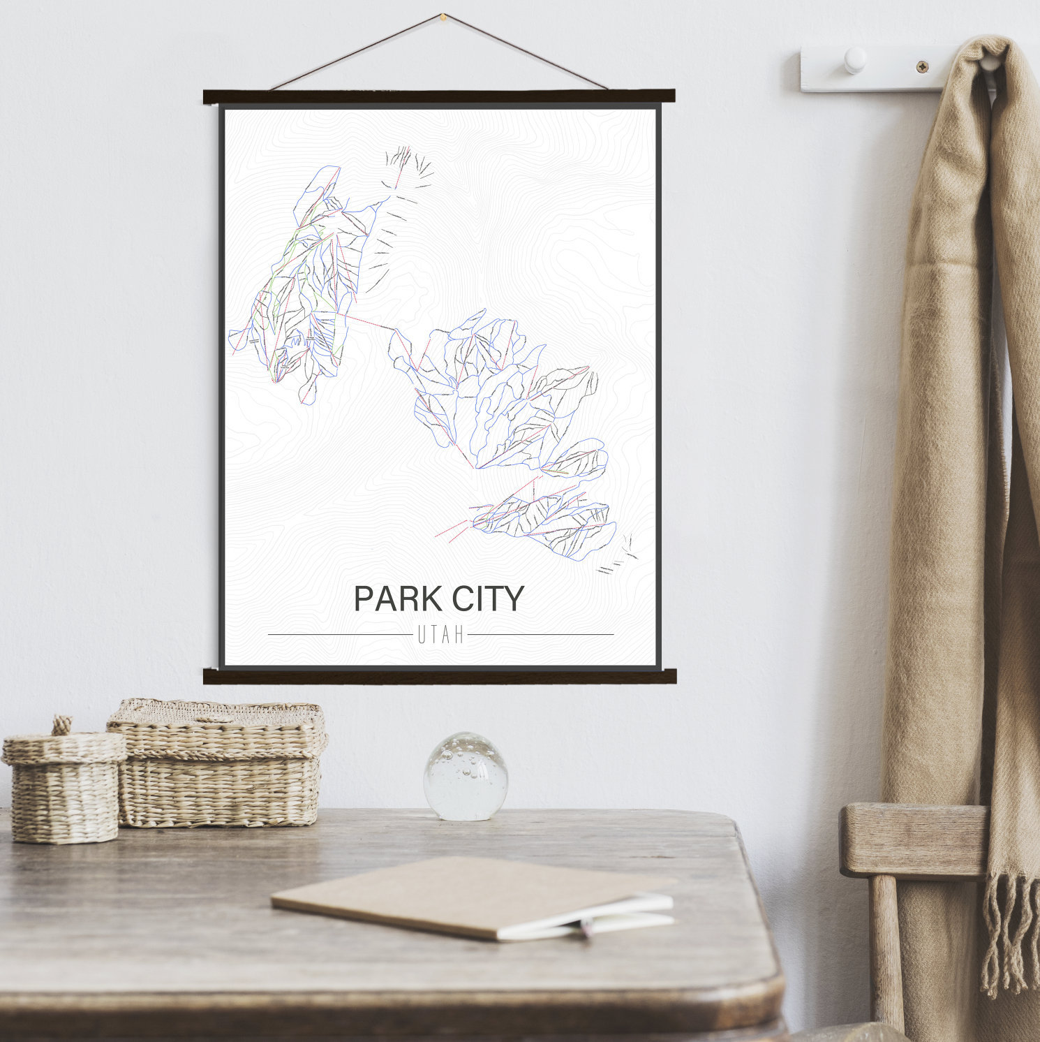 Park City Utah Ski Trail Map | Hanging Canvas Of Printed Marketplace
