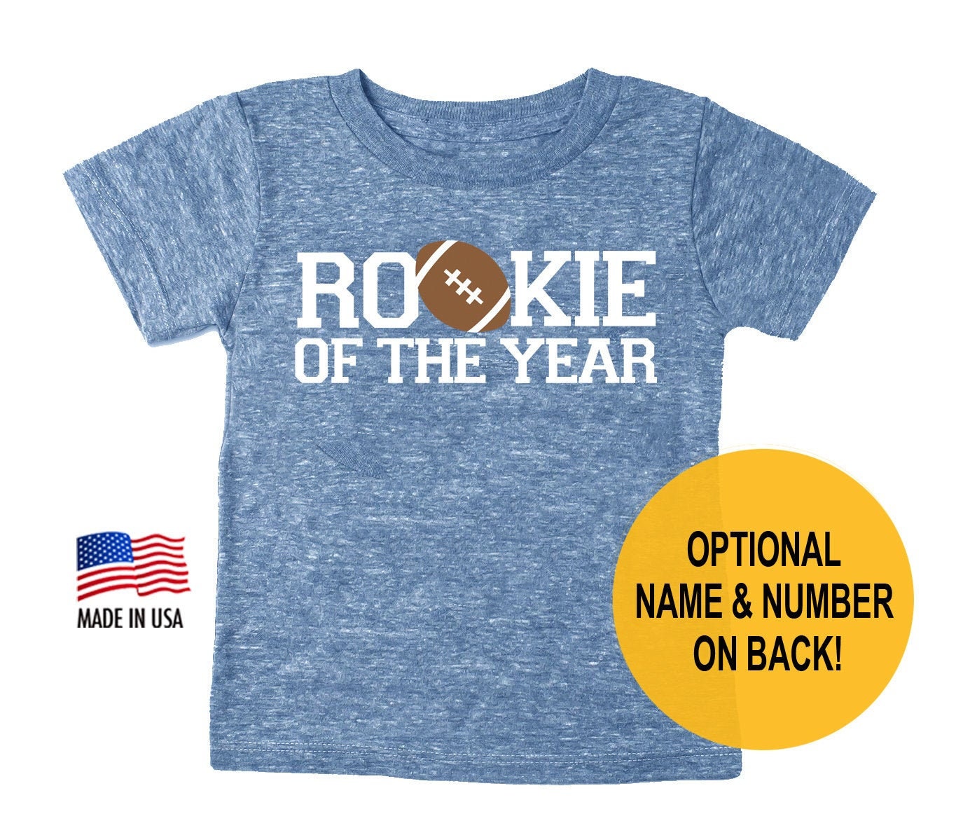 Rookie Of The Year Football Tri Blend Toddler Birthday T-Shirt - Boy & Girl Tee