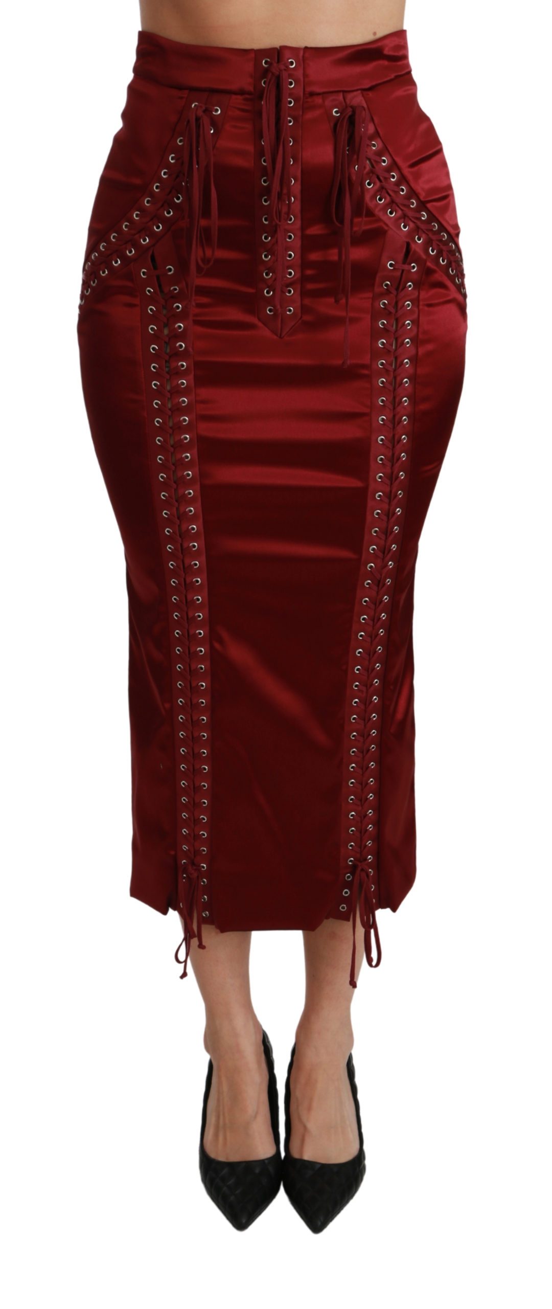 Dolce & Gabbana Women's High Waist Acetate Skirt Black SKI1414 - IT36 | XS