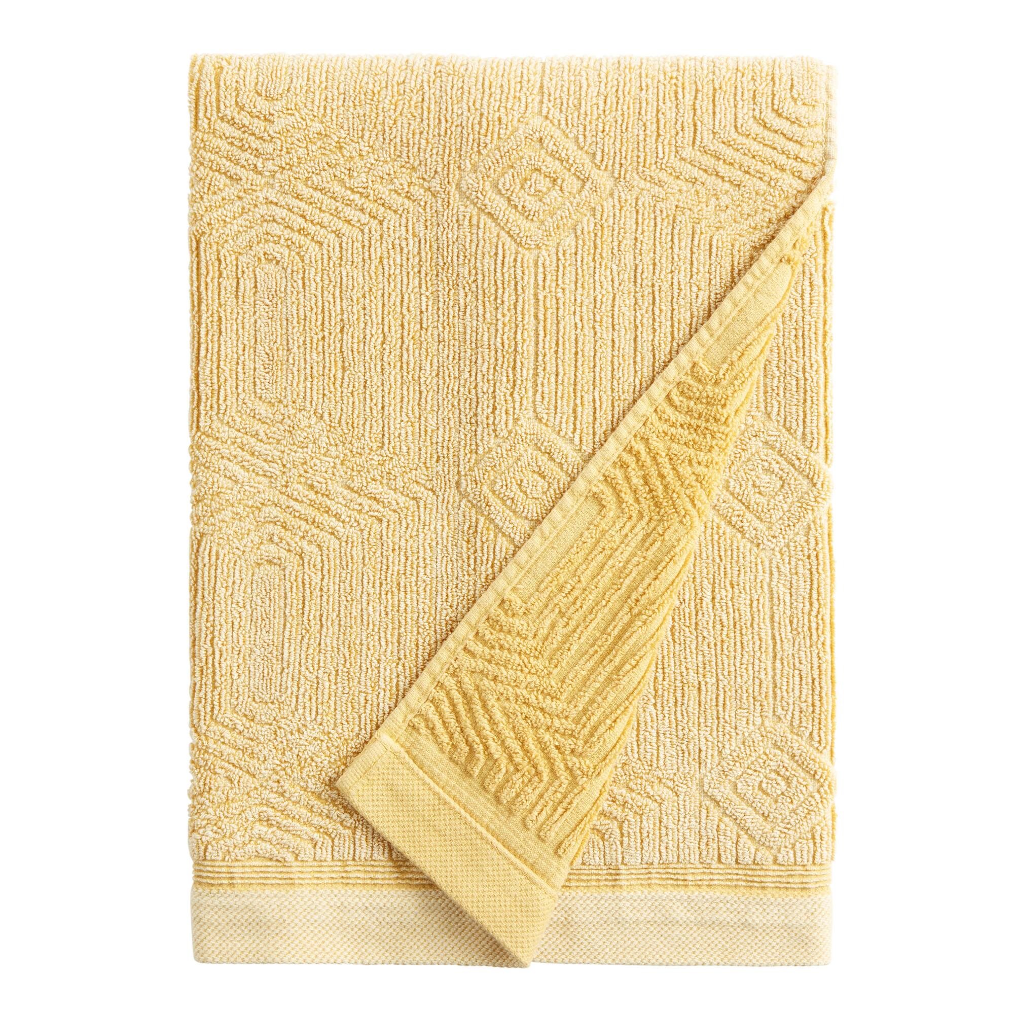 Mustard Sunfaded Sculpted Diamond Carson Bath Towel: Orange by World Market