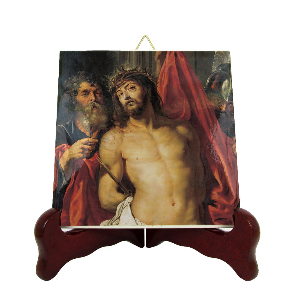 Religious Gifts - Christ Crowned With Thorns Catholic Ceramic Plaque Jesus Icon On Tile Religious Art Catholicism Faith