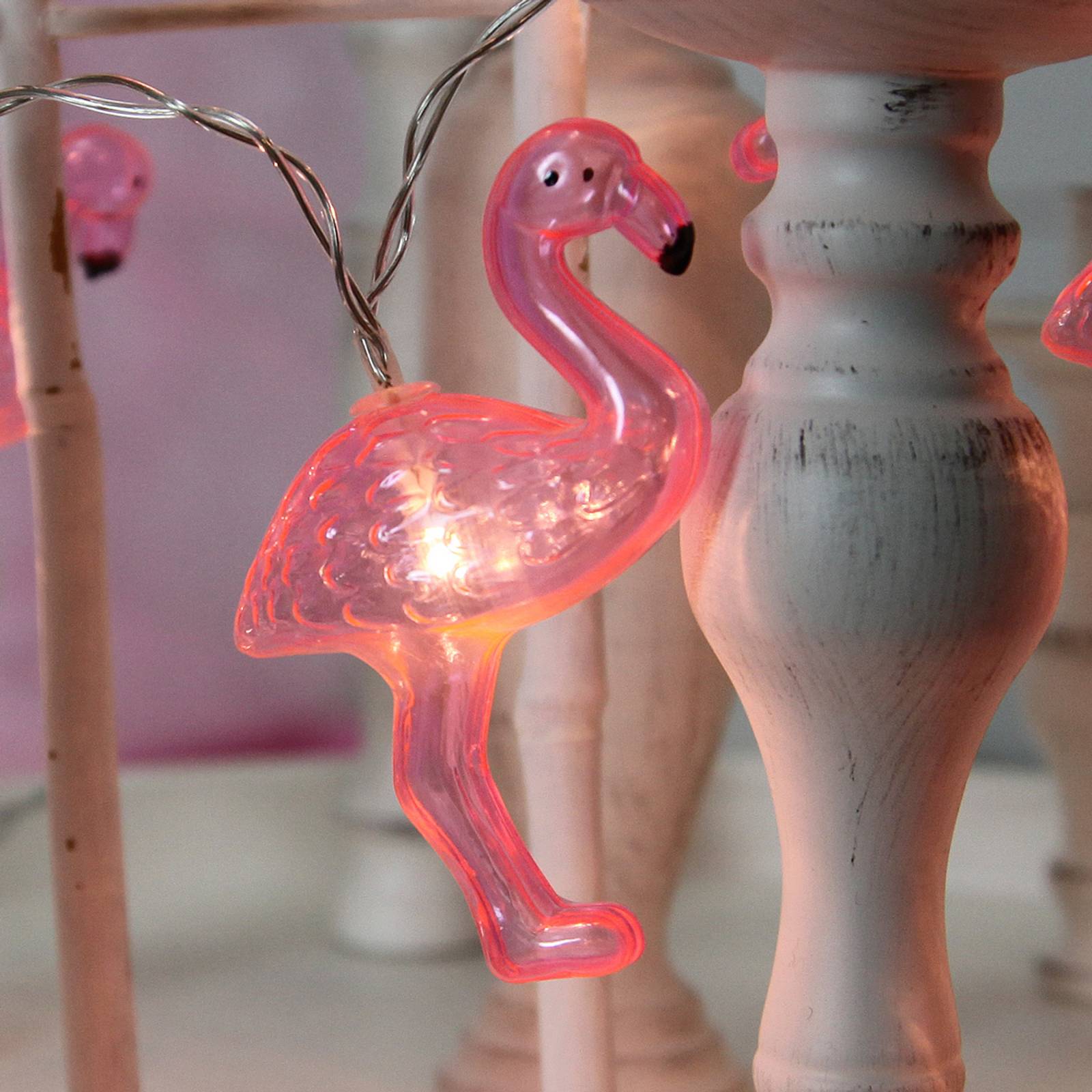 Upea LED-juhlavaloketju Flamingo, 10-osainen