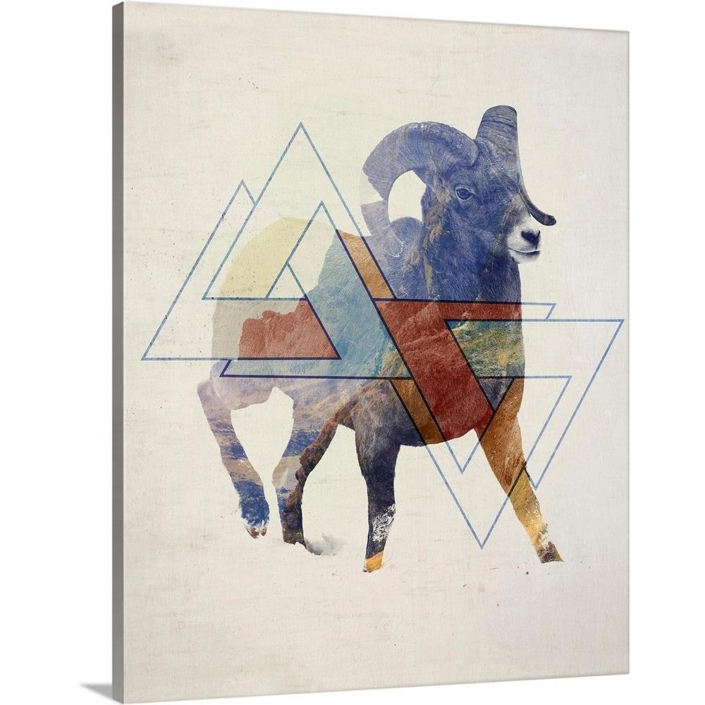 GreatBigCanvas Ram Double Exposure Wildlife Art 20-in H x 16-in W Abstract Print on Canvas | 2395416-24-16X20