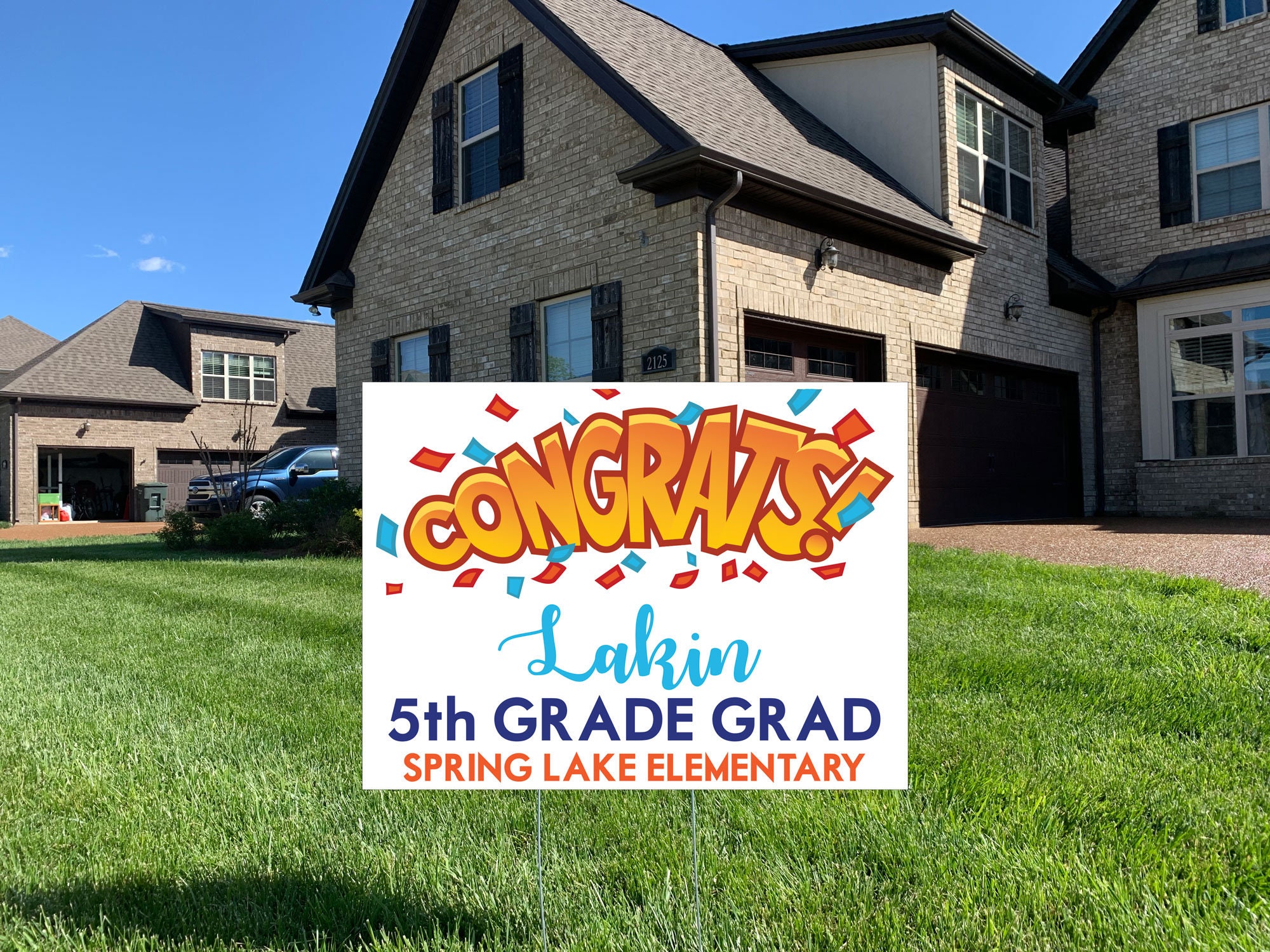 Congrats 5Th Grade Grad Yard Sign, Class 2027, Graduation Wire Stake Included, Diy File Option, Free Shipping