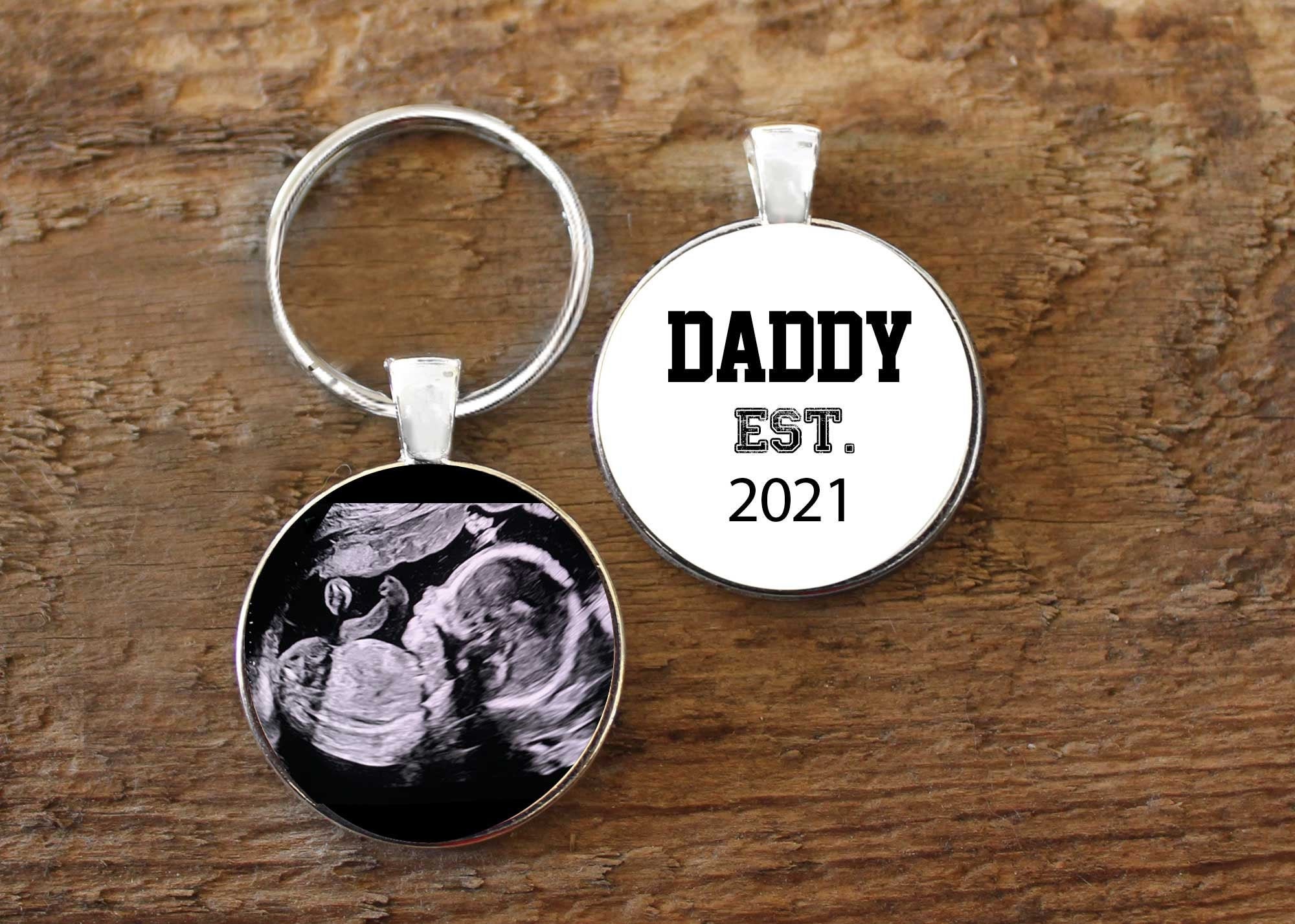 Daddy Est. Key Chain, Gift For Dad, Keychain Daddy, Personalized Sonogram Photo Keychain, Ultrasound