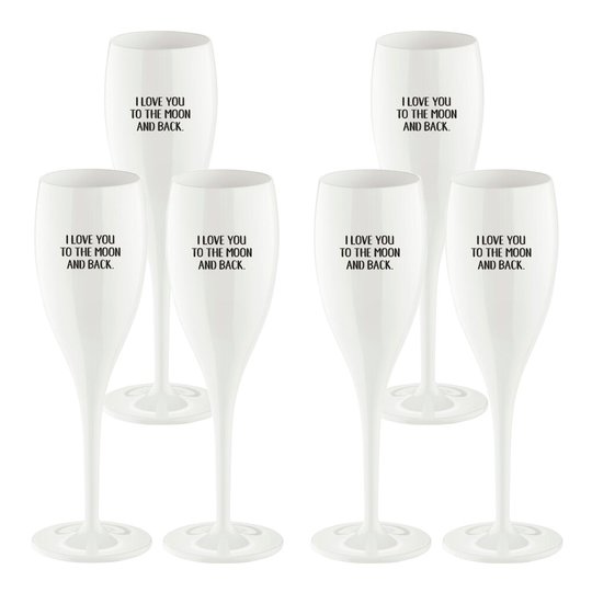 Koziol - Cheers Champagneglas med text 6-pack Love You To the Moon And Back