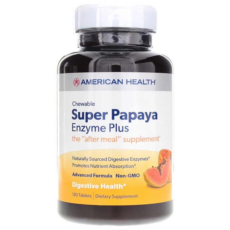 American Health Chewable Super Papaya Enzyme Plus 180 Chewable Tablets