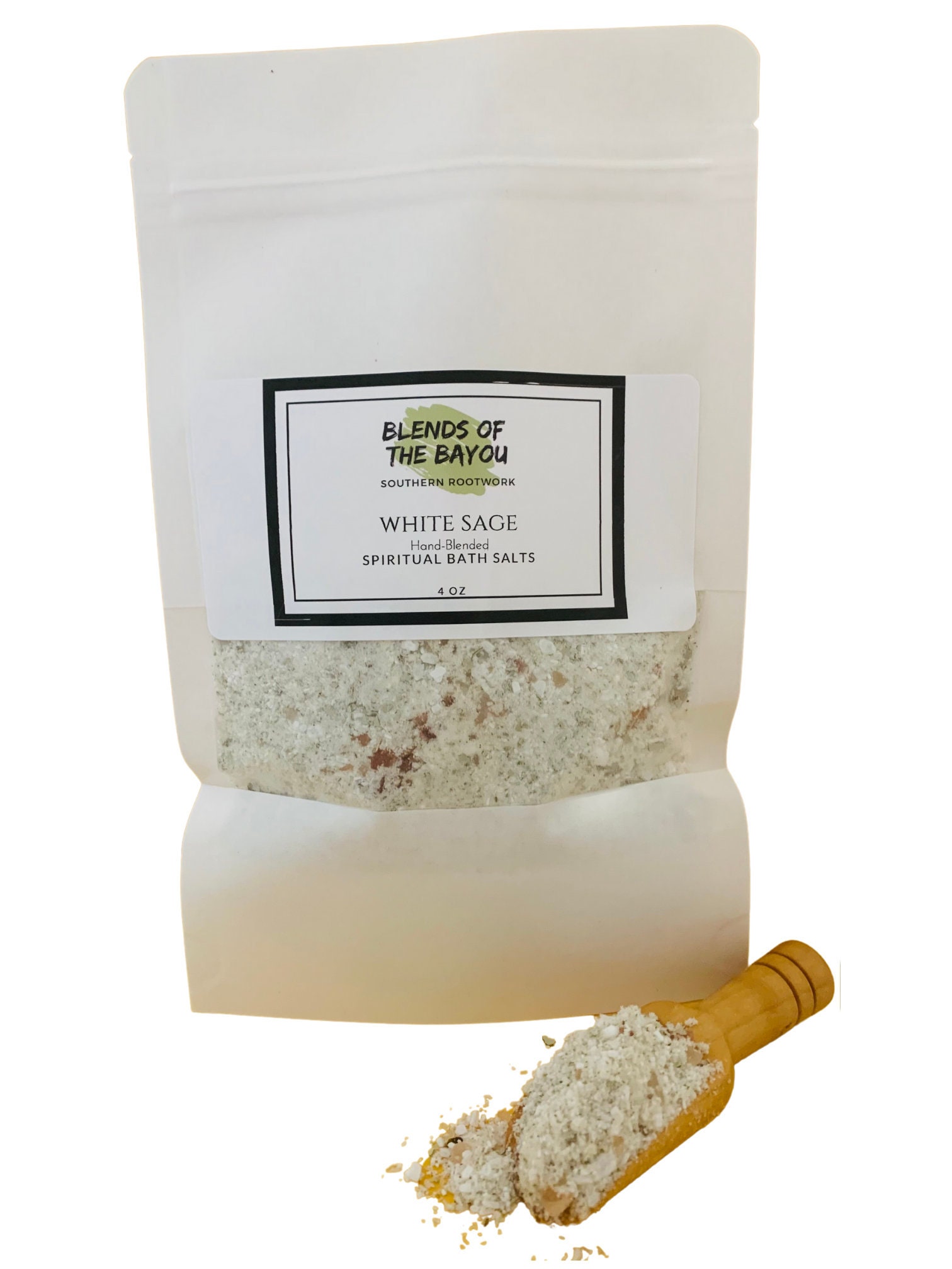 Genuine White Sage Hand-Blended Spiritual Bath Salts For Aura & Energy Cleansing Aromatherapy Smudge | 6-Oz