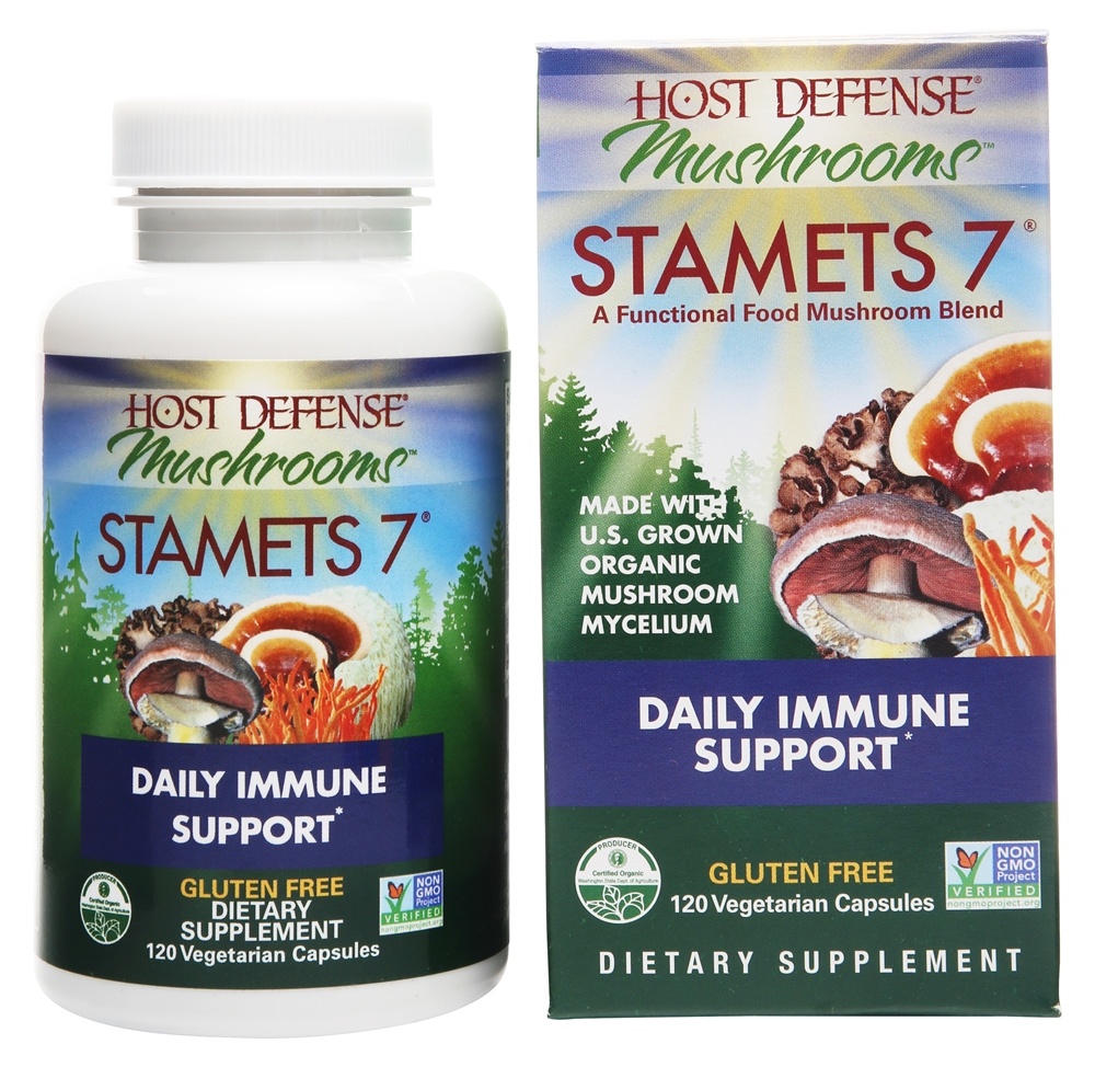 Host Defense - Stamets 7 Mushroom Blend Daily Immune Support - 120 Vegetarian Capsules