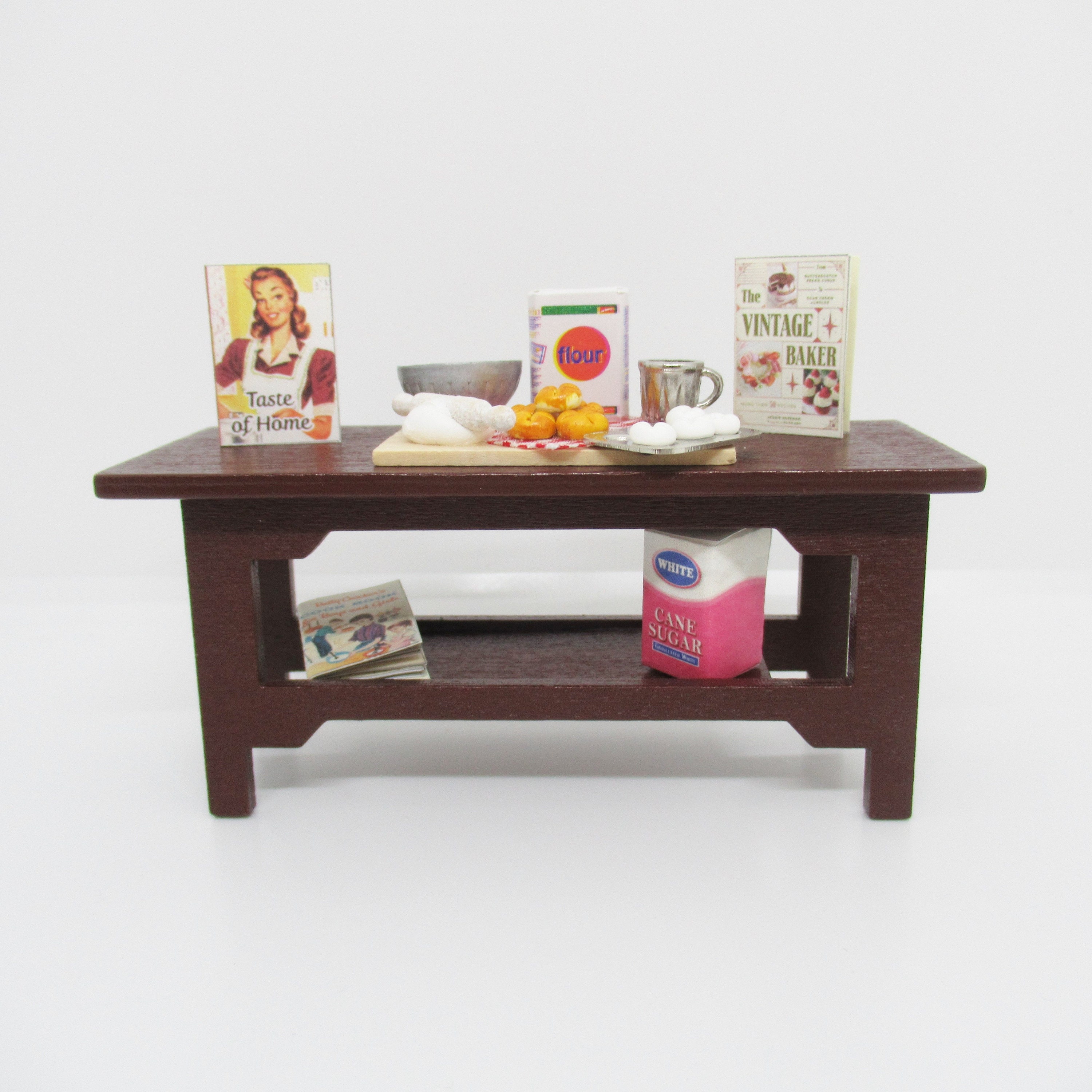 Miniature Baking Table With Cook Books & Essentials