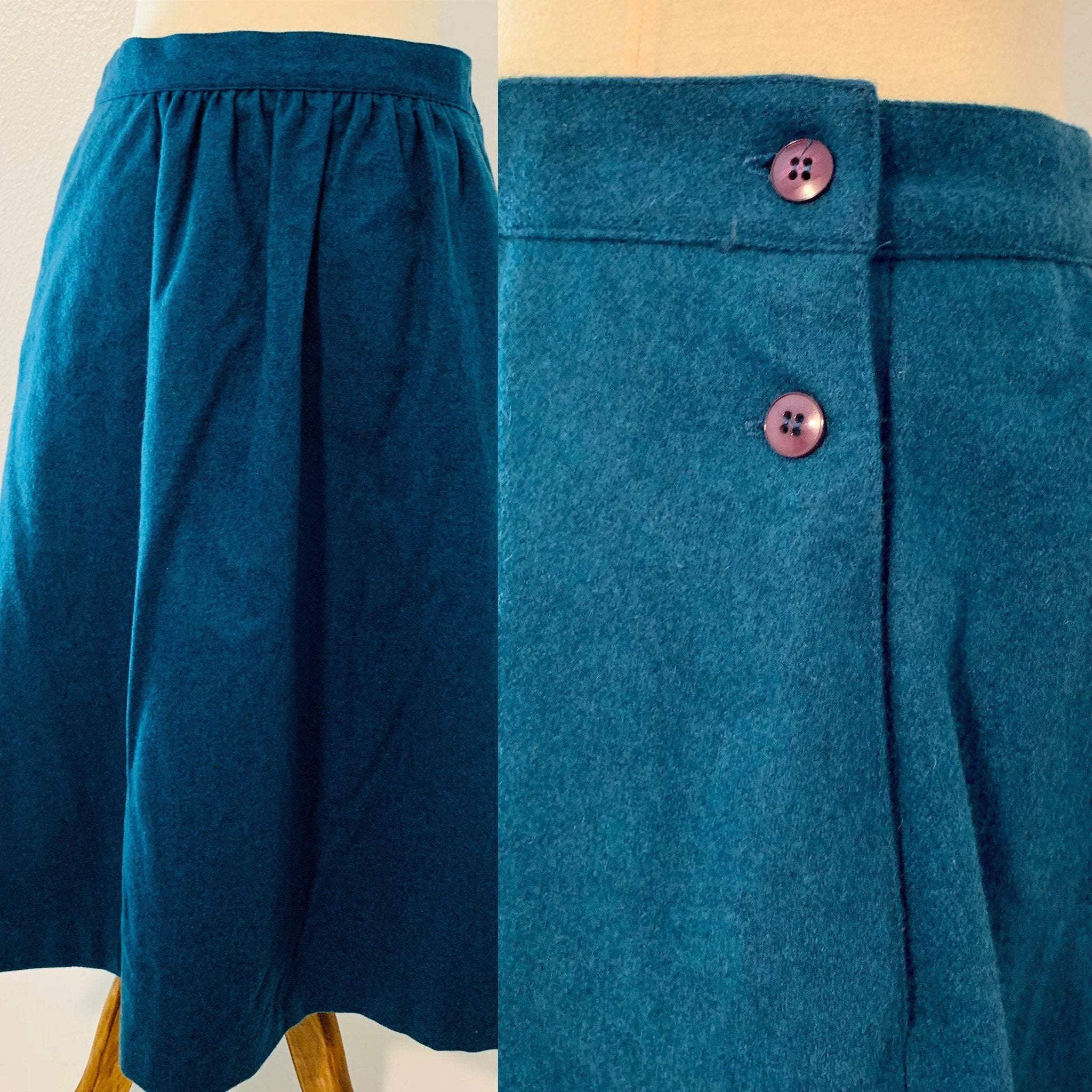 Vintage 70S Blue Panther Wool Blend Skirt