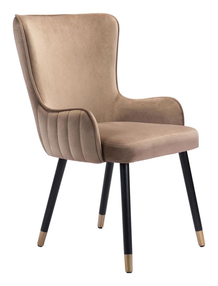 Zuo Modern Paulette Contemporary/Modern Polyester/Polyester Blend Upholstered Dining Side Chair (Metal Frame) in Brown | 101729