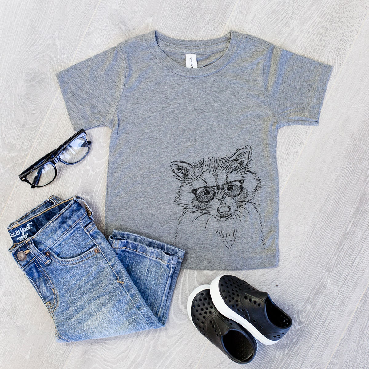 Randy The Racoon Sunglasses Tri-Blend Shirt - Kids Animal Tshirt Glasses T Children Girl Boy Unisex Clothing