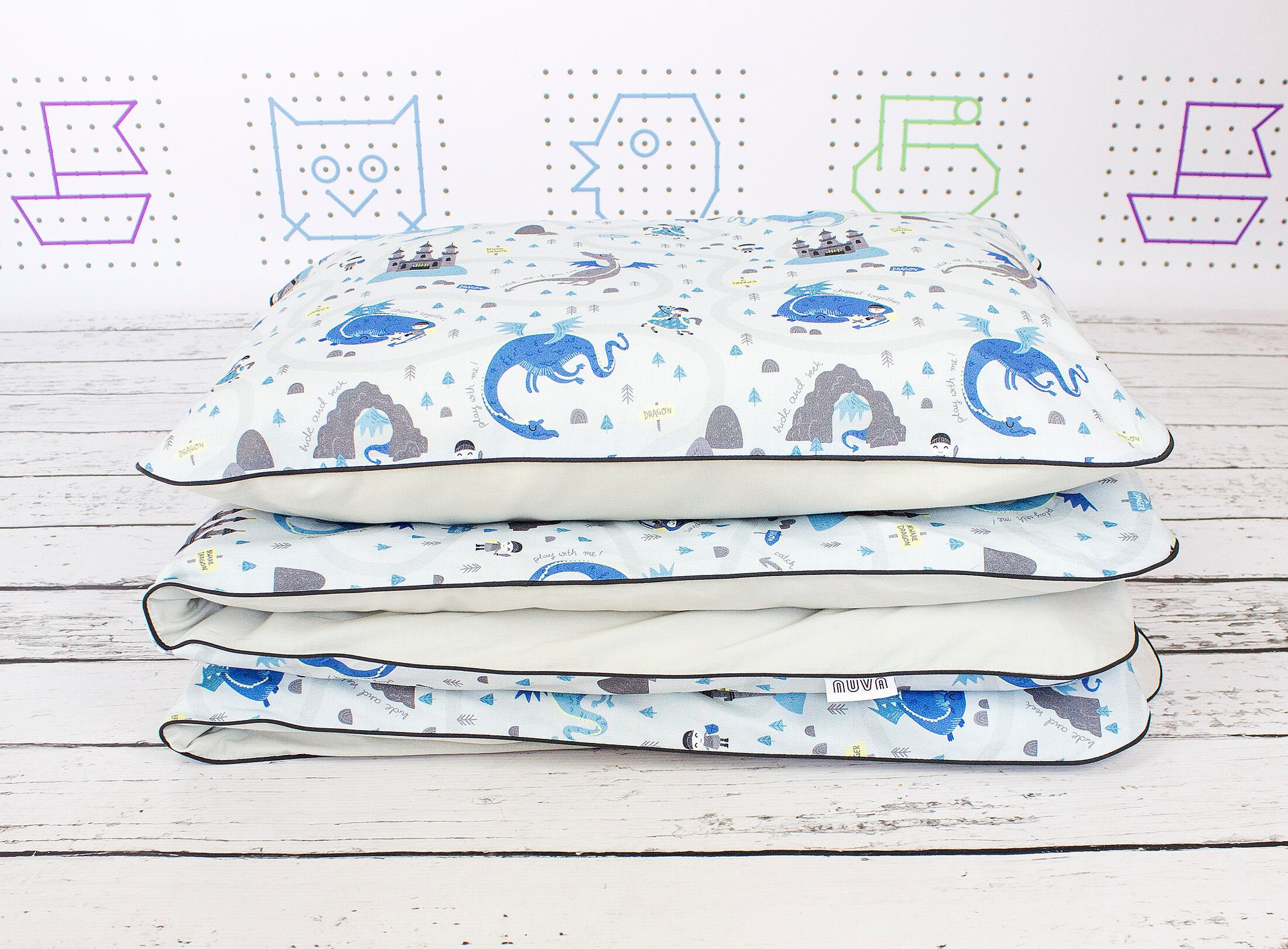 Dragon & Knight Kids Baby Duvet Cover For Boy, Cotton Nursery Bedding Set, Soft Pillowcase, Choose Size | Nuva