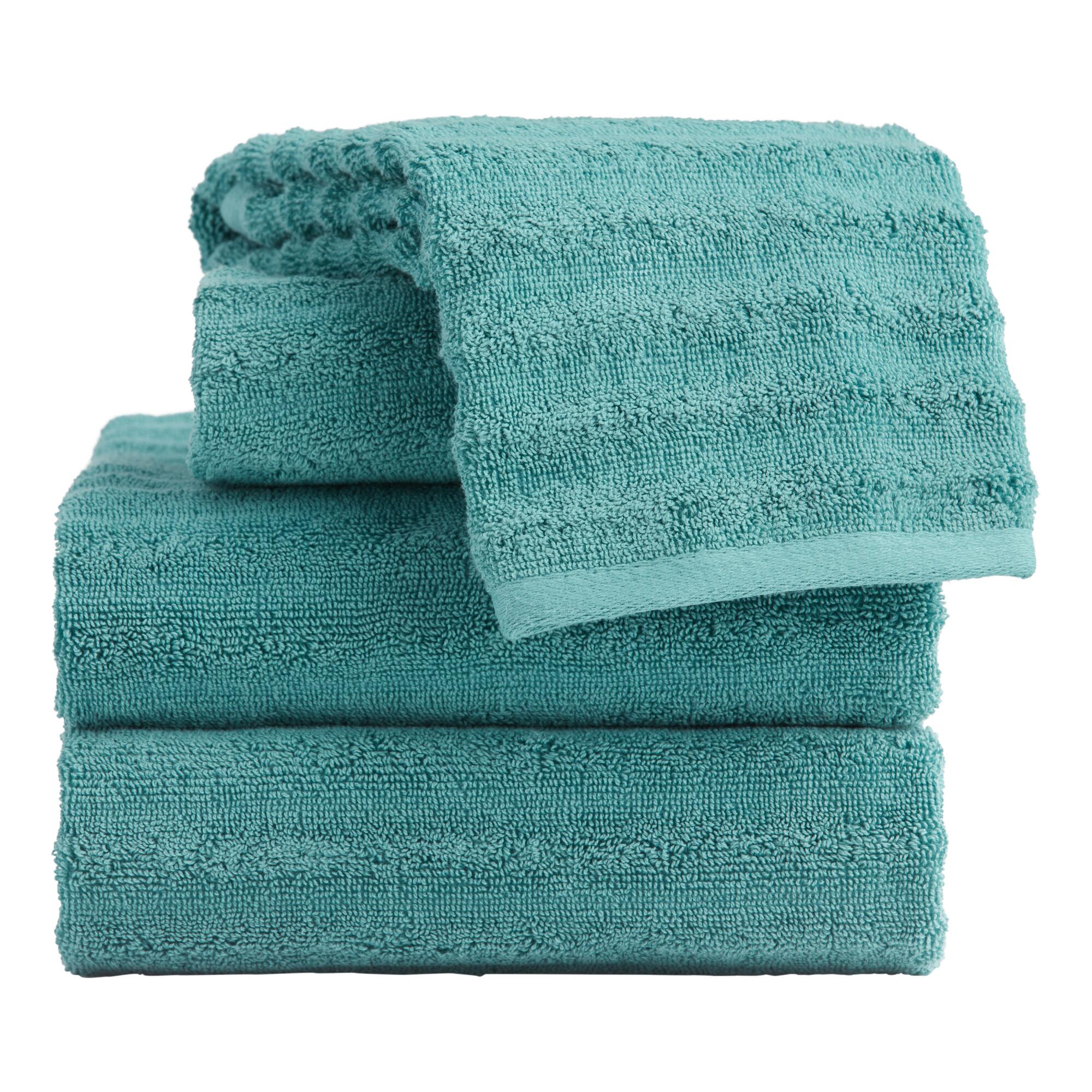 Mineral Blue Sculpted Wave Towel Collection by World Market