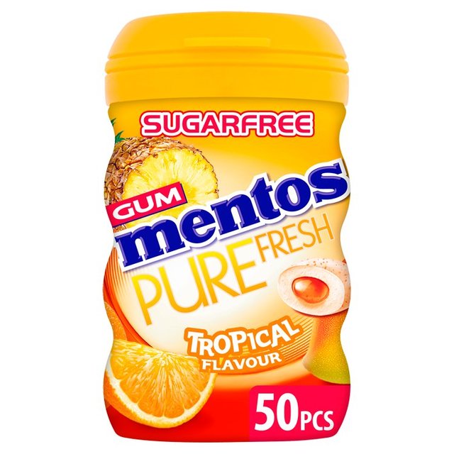 Mentos Pure Fresh Tropical Sugar Free Chewing Gum Bottle