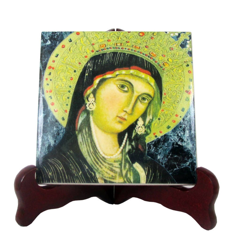 Our Lady Of Montevergine, Virgin Mary, Catholic Tile Art, Christian Collectible Ceramic, Religious Orthodox Icon, Mary Art