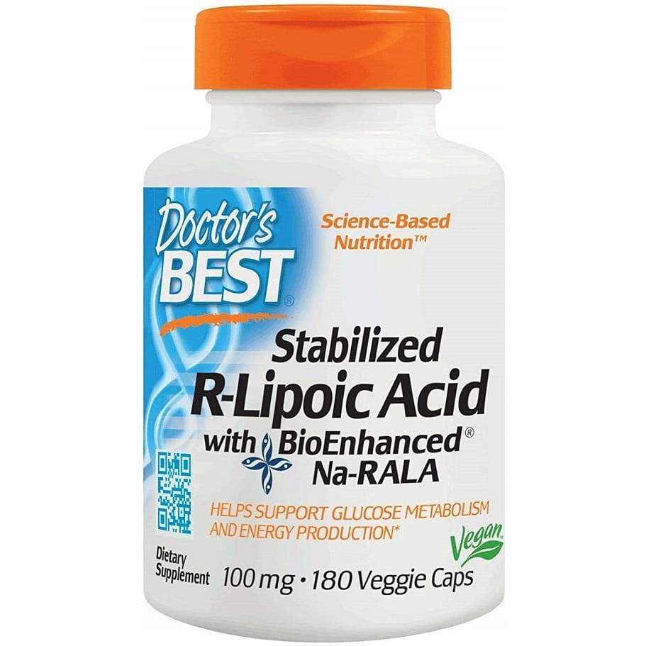 Stabilized R-Lipoic Acid with BioEnhanced Na-RALA, 100mg - 180 vcaps