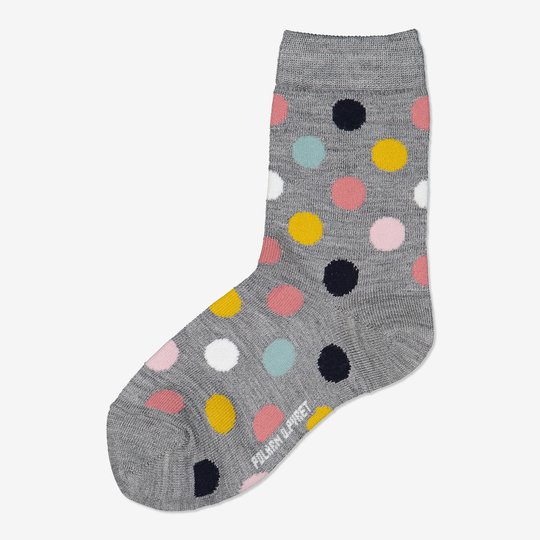 Merinoull sokker med prikker gråmelange