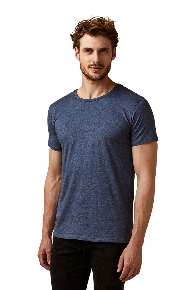X.O Rundhals T-Shirt Herren, Marineblau-Melange, L