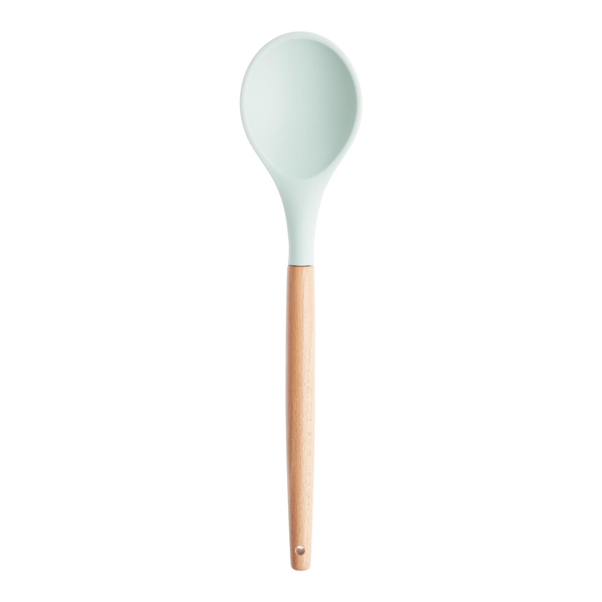 Sage Green Silicone Cooking Spoon with Wood Handle Set of 2 by World Market