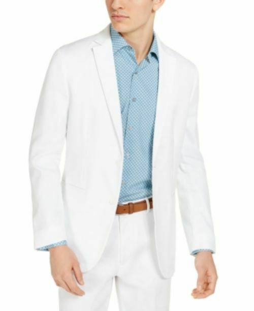 Alfani Men's Classic-Fit Stretch Linen Blend Solid Sport Coat White-Sizes M,L,XL