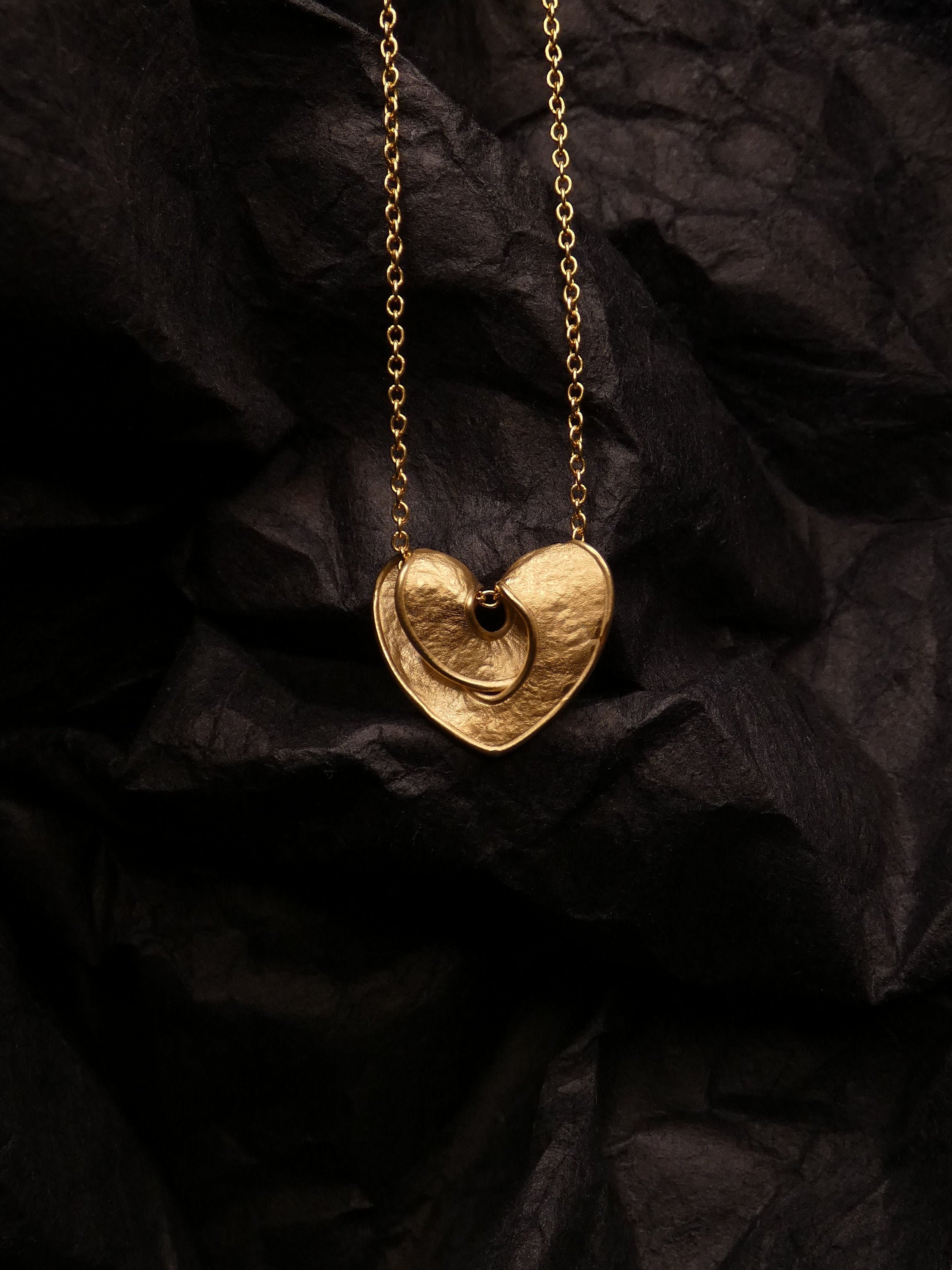Heart Necklace in 14K Solid Gold Made Italy. Gold Heart Pendant Real Ready To Ship, Italian Fine Jewelry