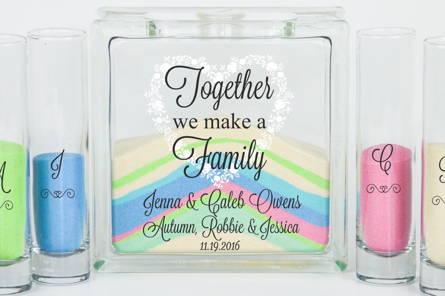 Blended Family Wedding Sand Ceremony Kit, Unity Candle Alternative, Together We Make A Family, Gift