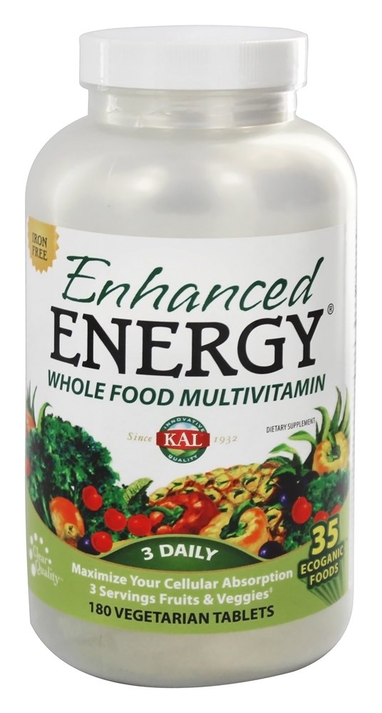 Kal - Enhanced Energy Whole Food Multivitamin Iron Free - 180 Vegetarian Tablets