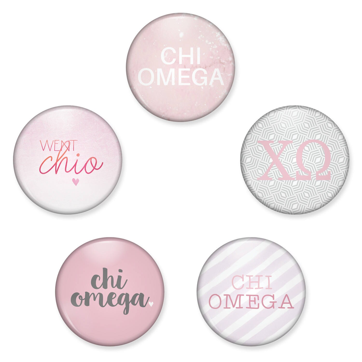 Chi Omega Button Set, Pin Back Buttons, Chio Sorority Pack, Magnet Xo Magnets, Bid Day Gifts