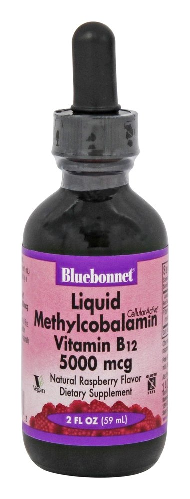 Bluebonnet Nutrition - Liquid CellularActive Methylcobalamin Vitamin B12 Raspberry 5000 mcg. - 2 fl. oz.