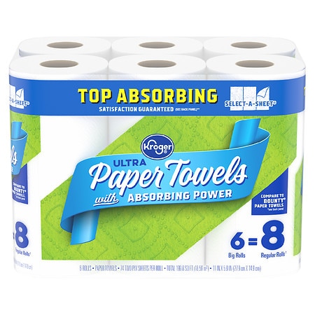 Kroger Ultra Absorbing Power Select-A-Sheet Paper Towels - 74.0 ea x 6 pack