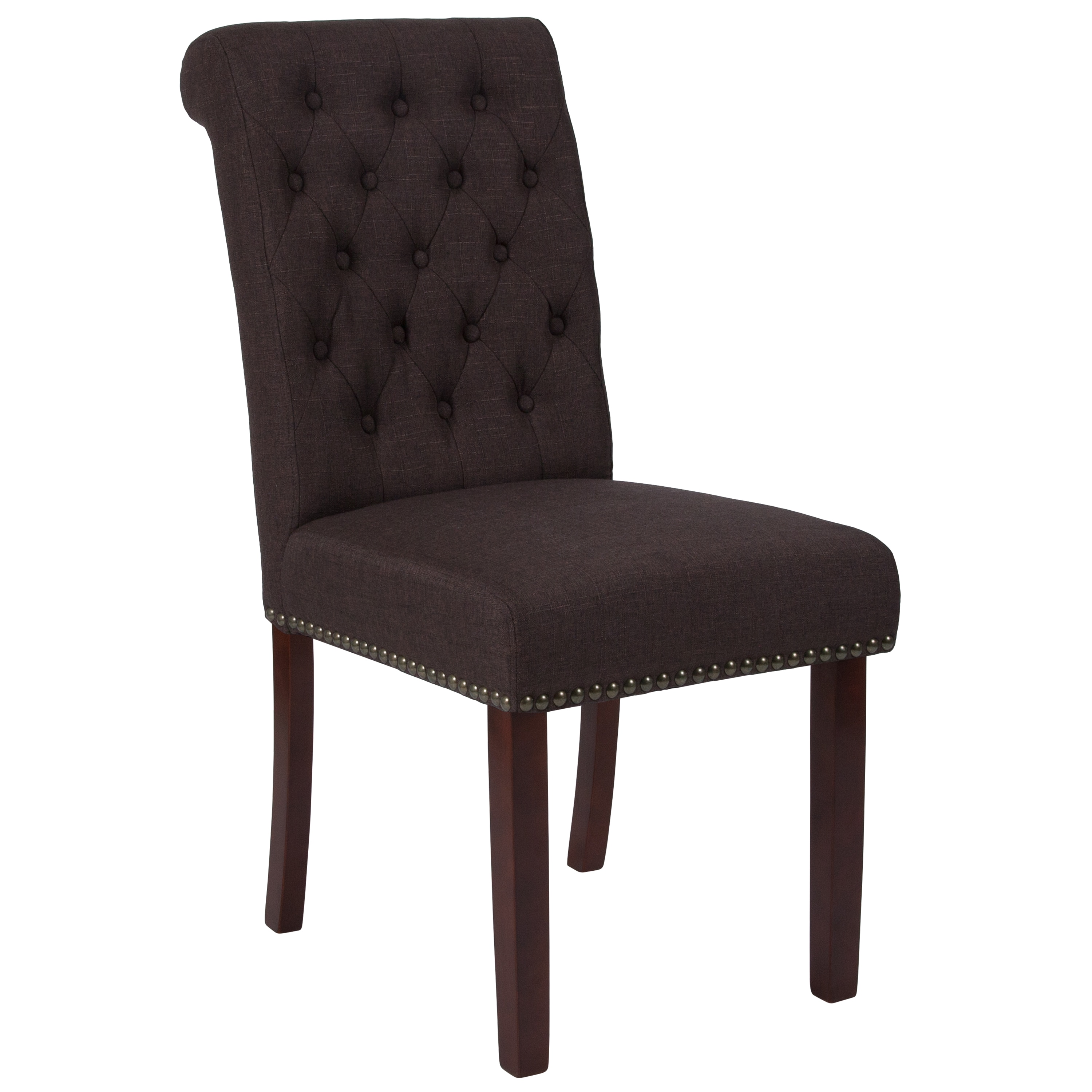 Flash Furniture Contemporary/Modern Polyester/Polyester Blend Dining Side Chair (Wood Frame) in Brown | 889142224976