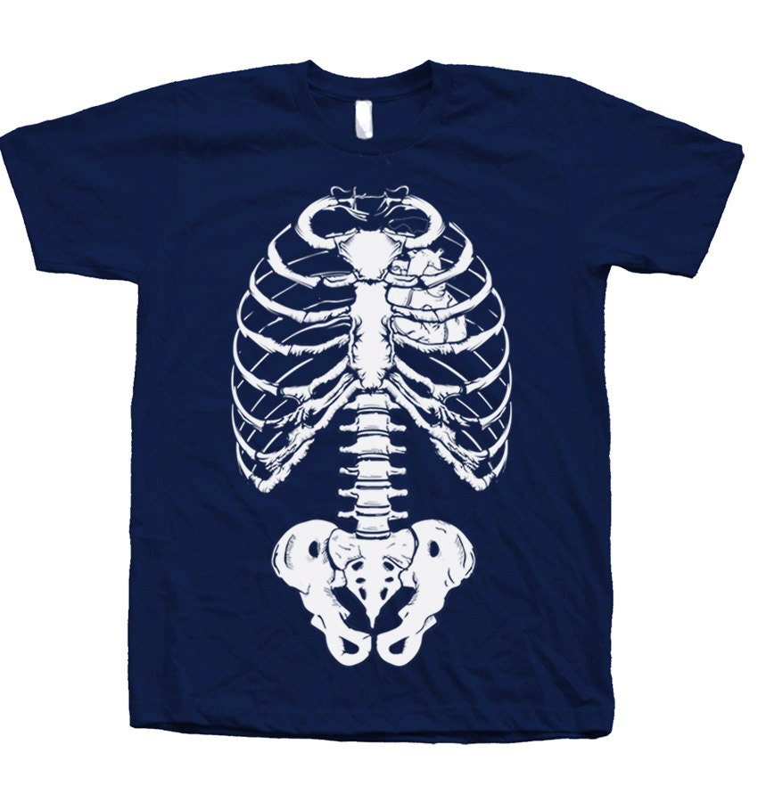 Unisex Skeleton Shirt Custom Hand Screen Printed On American Apparel Crew Neck Available S , M L Xl Xxl 10 Color Option