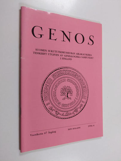 Osta Genos 4 / 1996 : Suomen sukututkimusseuran aikakauskirja netistä