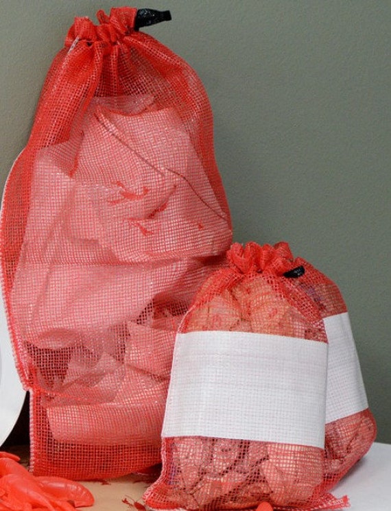 Red Mesh Sack Sacks Small | Set Of 3 Centerpieces Decor Table P Newspaper Lobster Seafood Boil Party Table