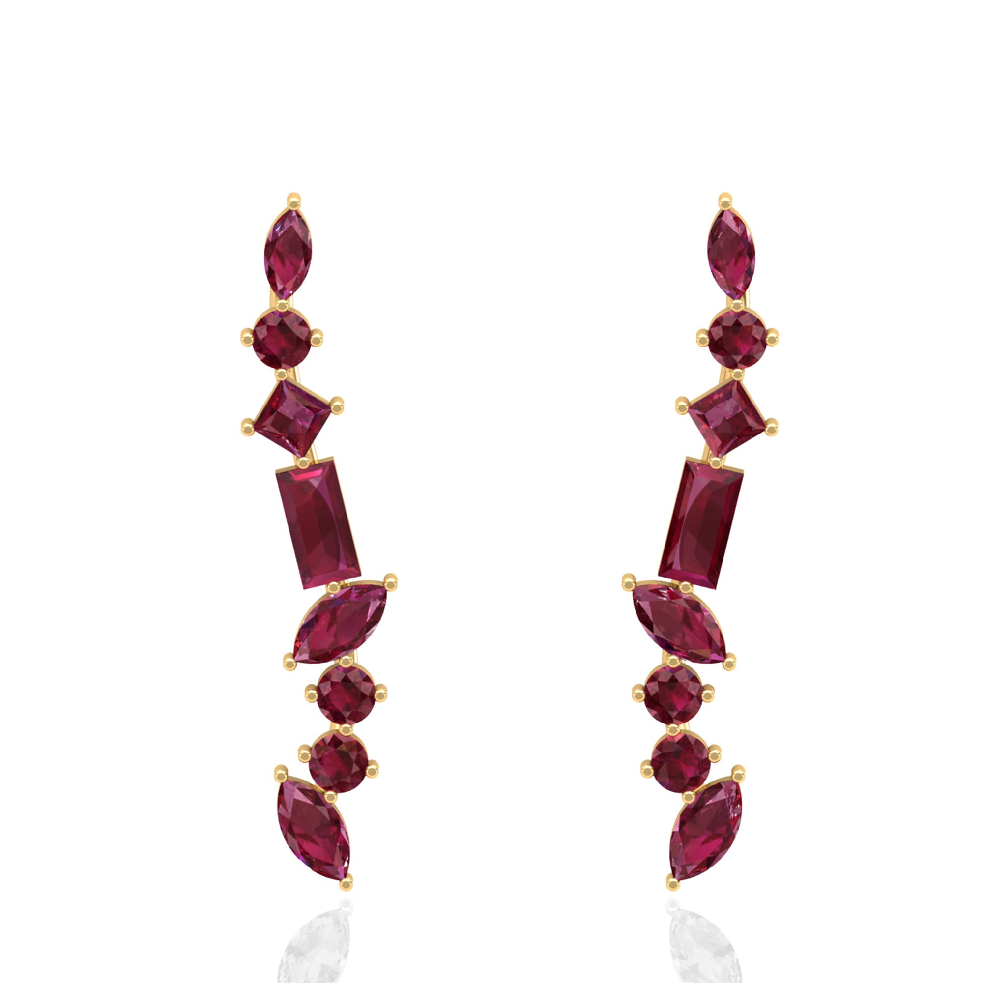 Ruby Cartilage Earrings, 16G Ear Climber, Marquise Curved Crawler, Piercing