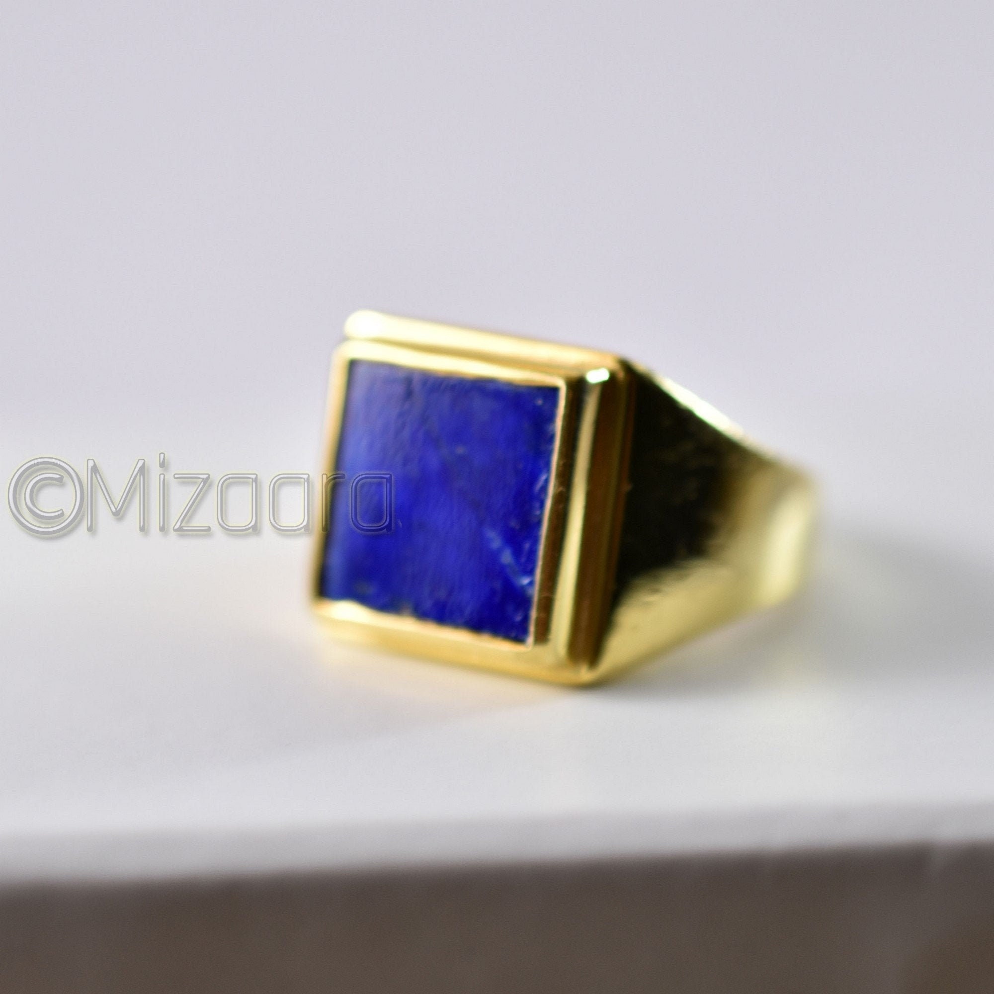 Lapis Gold Ring December Birthstone Natural Gemstone Sterling Silver Engagement Organic Unisex Party Lazuli