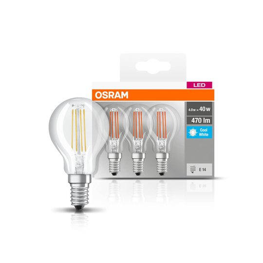 OSRAM-LED-lamppu E14 P40 4W Filament 840 470lm, 3