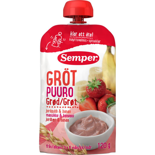 Köp Semper Gröt jordgubb & banan 120 g