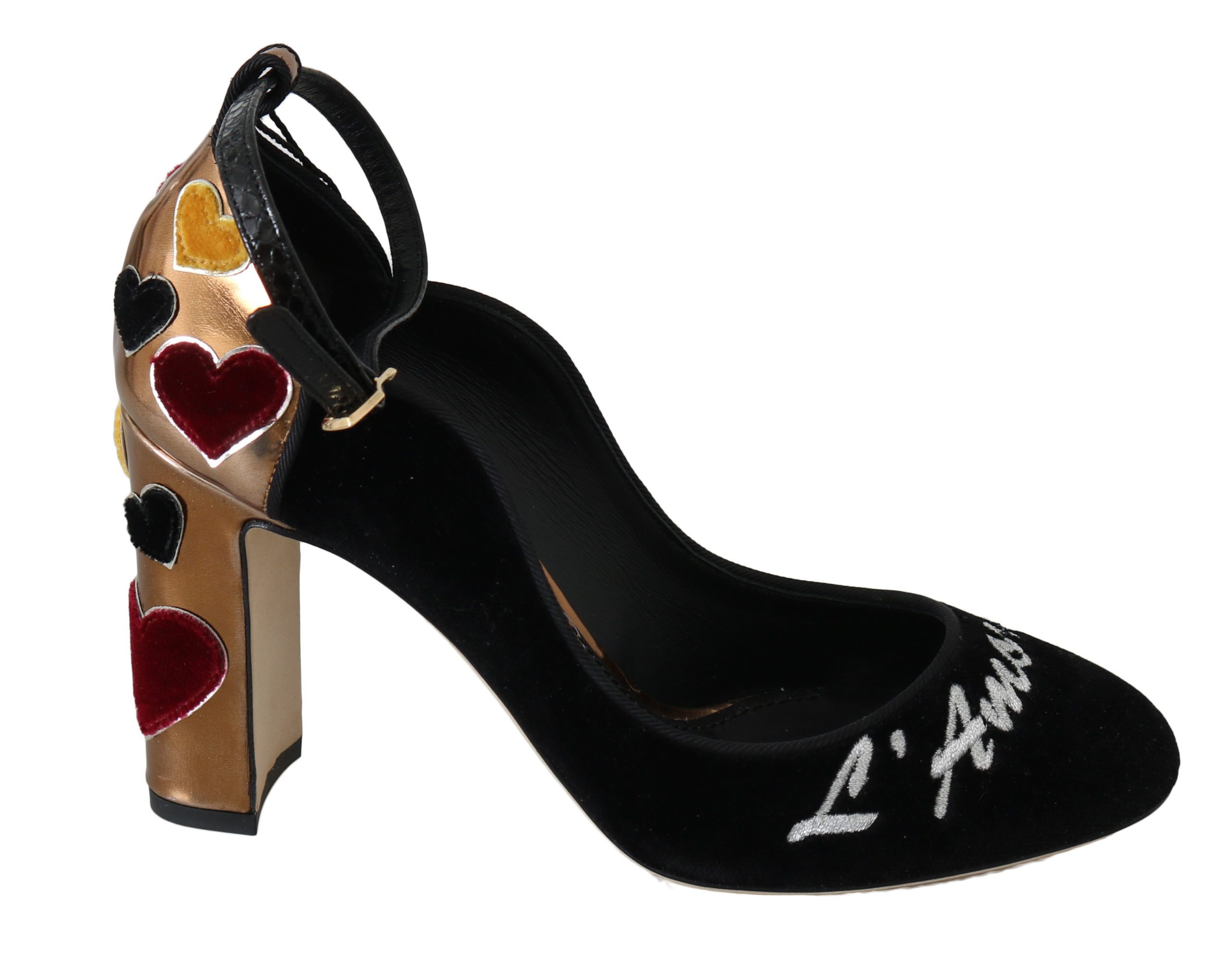 Dolce & Gabbana Women's Leather Hearts Heels Multicolor LA6253 - EU35/US4.5