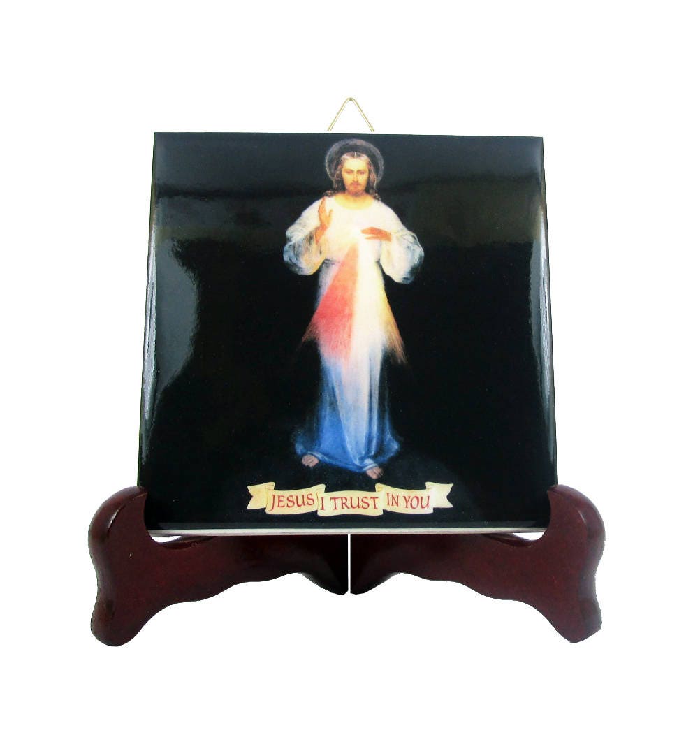 Catholic Gift, Jesus Christ Of Divine Mercy, Collectible Ceramic Tile Handmade in Italy, Religious Gift Idea, Catholic Art, Jesus Christ