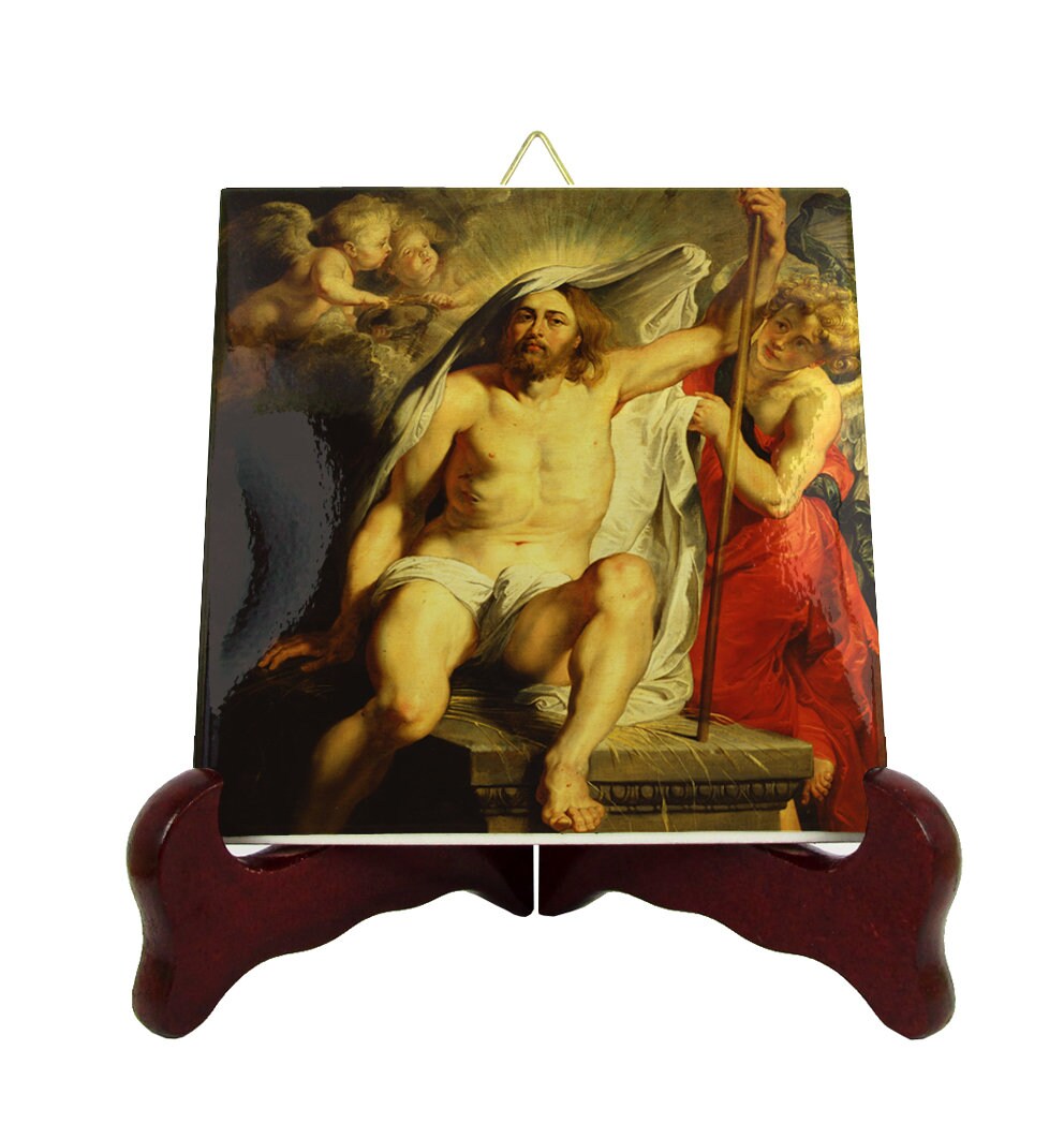 Catholic Gifts - Risen Christ Catholic Ceramic Plaque Resurrection Of Jesus Religious Icon On Tile Catholicism Faith
