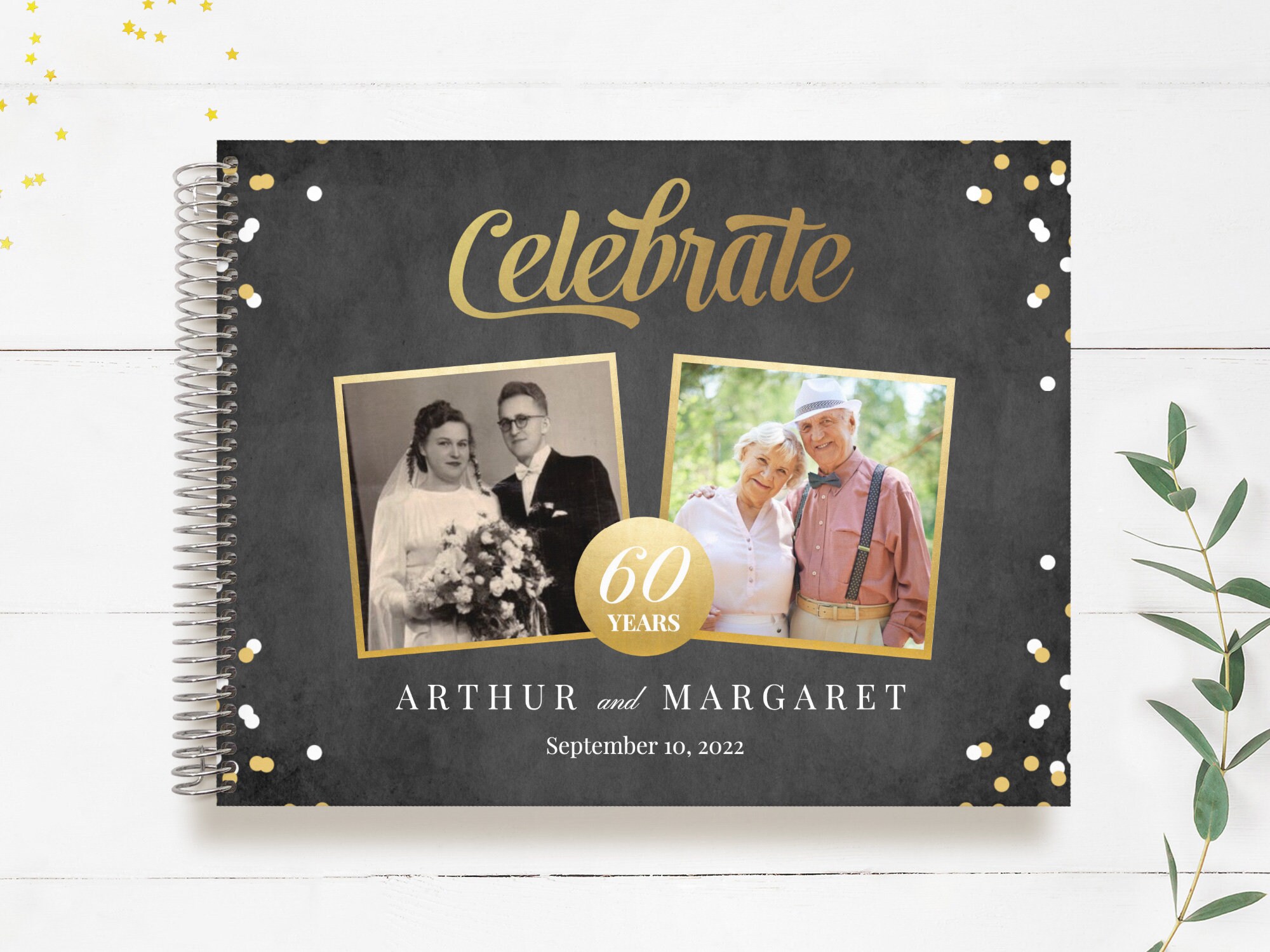 Anniversary Guest Book | Guestbook Custom Registry Then Now Chalkboard