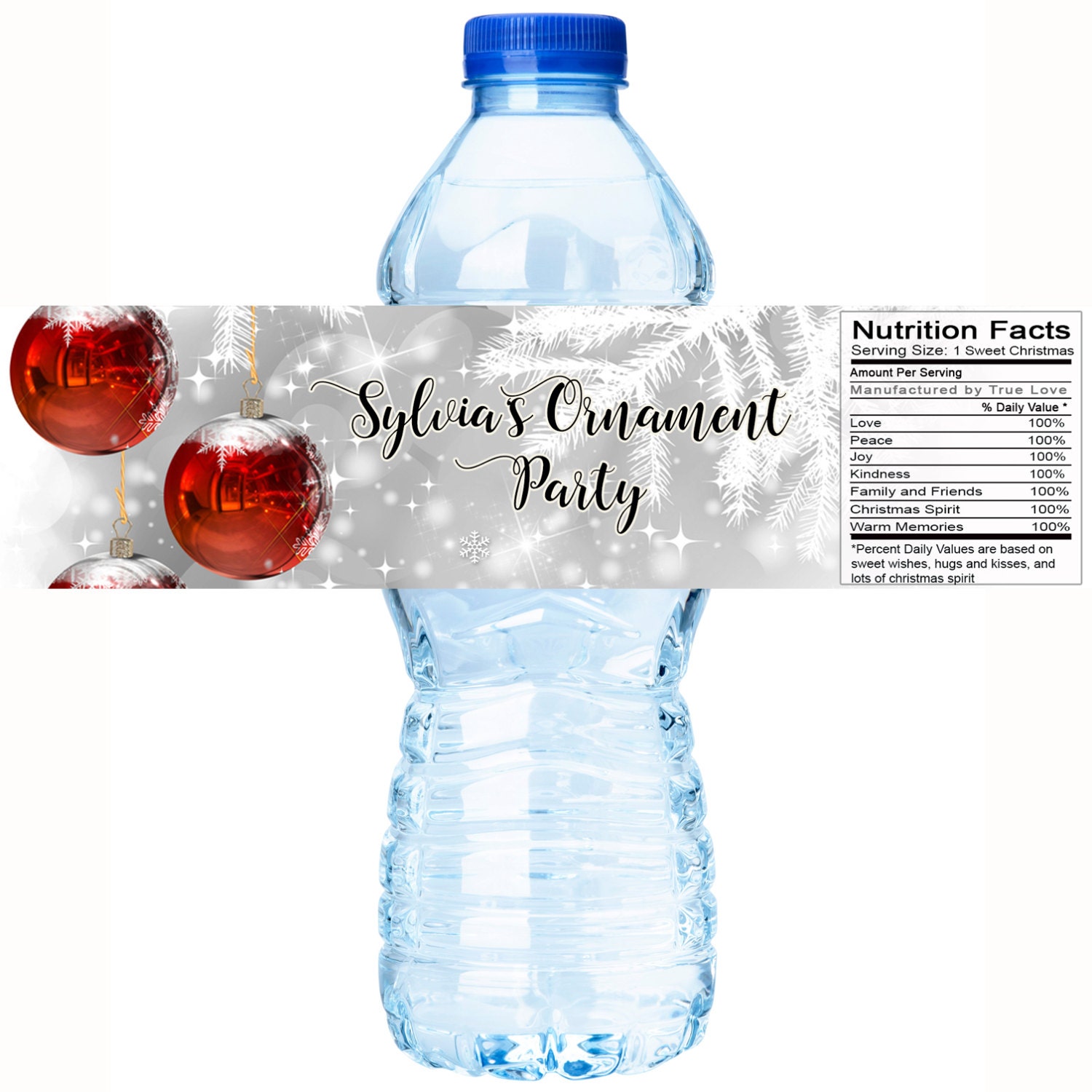 30 Christmas Party Water Bottle Labels, Personalized Holiday Decor - Custom Labels