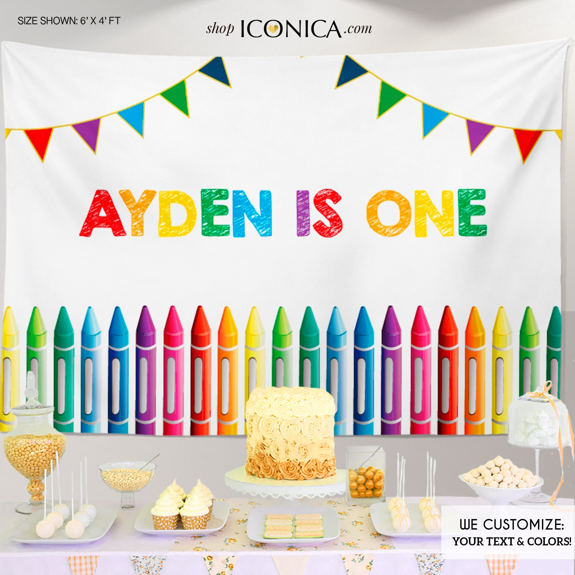 Crayons Birthday Party Backdrop, Little Artist Banner, Any Age, Art Colors Party, Printed Or Printable File, Bbd0094